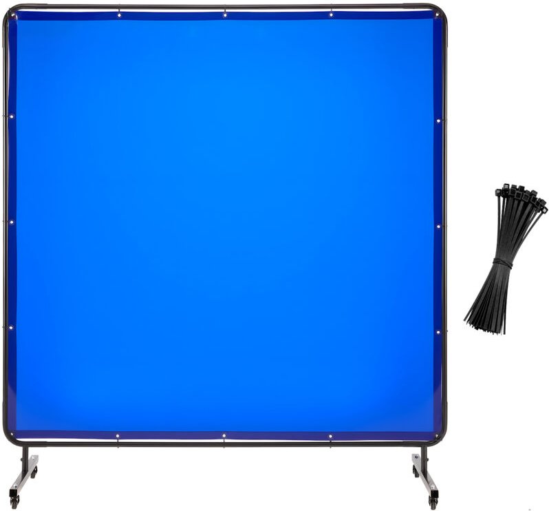 Mophorn Schweißvorhang 1740x1740 mm, flammhemmende Vinyl-Schutzwand mit feststellbaren Rollen und UV-Schutz in 6 Stufen,...