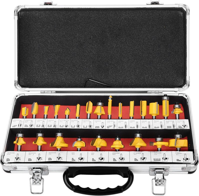 Eosnow 24pcs/ Set Mühlenschneider 1/ 4in Shank Router Bit Holzbearbeitungswerkzeug Kit Carpenter Accessoires