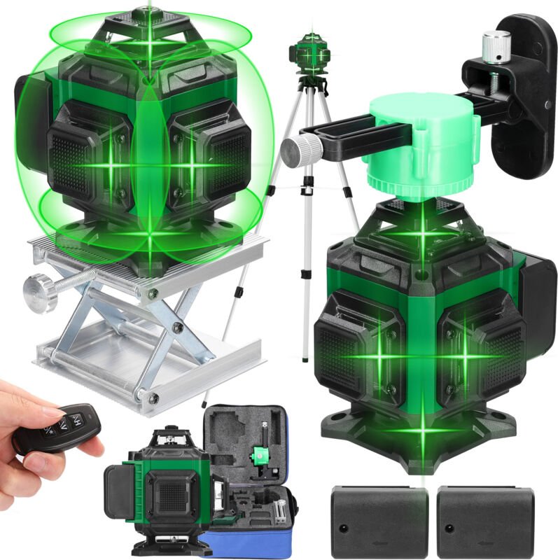 Decdeal - Laser-Nivelliergerät, 16 grüne Linien, 3°, selbstnivellierende Funktion, Nivelliergerät, omnidirektionaler Bod...