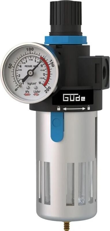 Güde Filter-Druckminderer 1/4 Druckluft Kompressor Manometer Ablass