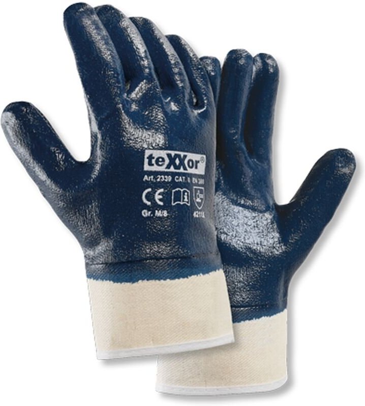 Nitril-Handschuhe 233911 Gr.11 vollbeschichtet, beige/blau - Texxor