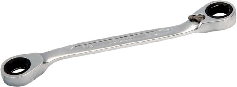 Bahco 1/2 x 9/16 Knarren-Ringschlüssel, verchromt, mit abgewinkeltem Kopf, 180 mm