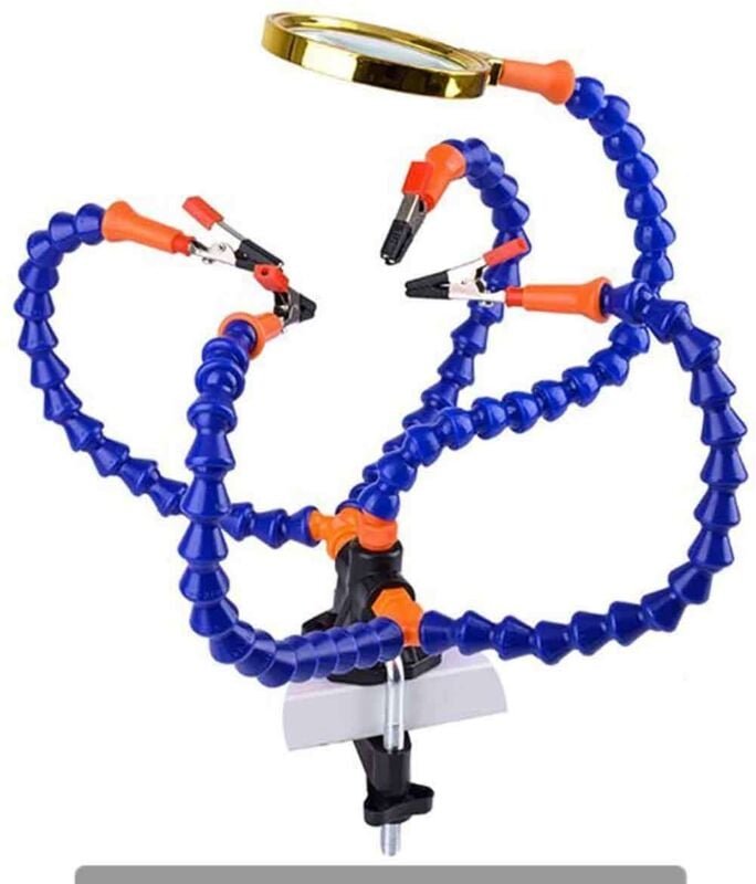 Flexibles Lötwerkzeug, Lötstation mit 5 flexiblen Armen und einer 3-fach vergrößernden Lupe für Schweißer, Schmuckherste...