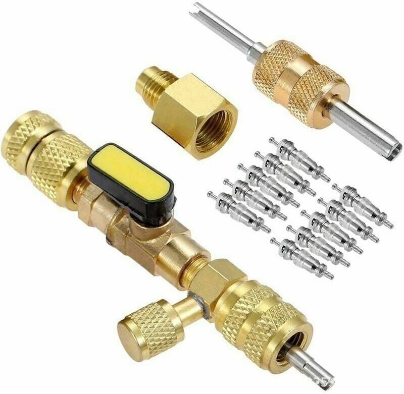 Ventileinsatz-Auszieher/Einbauwerkzeug, SAE 1/4" und 5/16" Messing-Trennventil, Doppelgröße zur Vermeidung von Kältemitt...