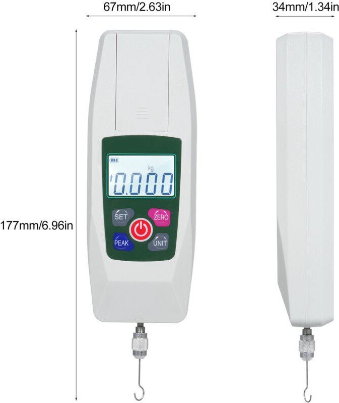 Decdeal Digitale Kraftmessstufe automatische Abschalt- und Zugmesser -Dynamometer -Spannungstester 50 n/5 kg