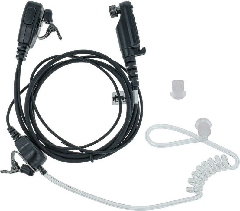 vhbw Headset kompatibel mit Hytera PD682 Funkgerät mit Push-to-Talk Mikrofon - transparent, schwarz, Transparenter Akust...
