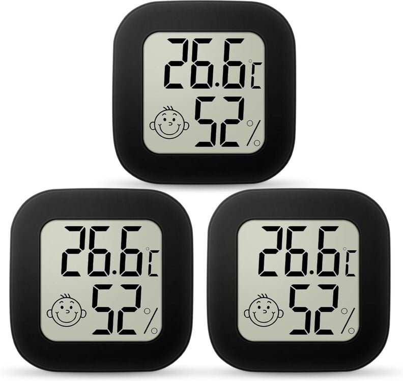 3 Stück Mini LCD Thermometer, Digital Thermometer Innen, Hygrometer Innen, Kabelloses, Luftfeuchtigkeit Meter für Babyzi...