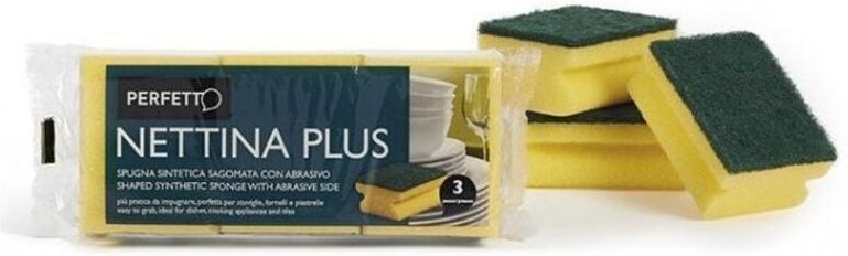 Perfetto 0244 Schwamm Rechteckig Polyester, Polyurethan (PU) Grün, Gelb 3 Stück(e)