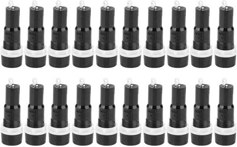 20-teiliger Sicherungshalter, Einbau-Sicherungshalter mit Schraubverschluss – MF-527, 5 x 20 mm Sicherungskasten, schwar...