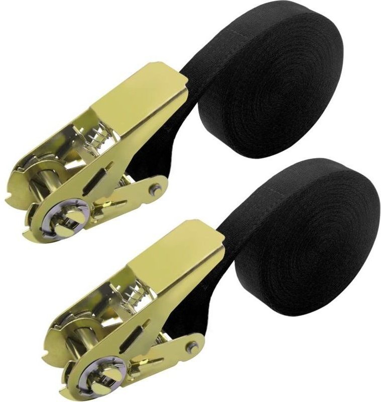 Set mit 2 Ratschengurten, 6 m lang – Schwarz – Tragfähigkeit: 800 kg – Bruchfestigkeit – 6 m x 25 mm – Für Motorrad, Aut...