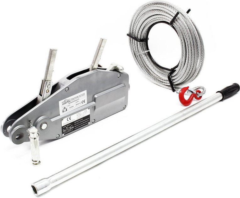 Seilzug bis 800 kg Seilwinde mit 20 m Seil, Handseilwinde mit ø 8,3 mm Stahl-Seil, Forstseilwinde mit Abscherstift, Hand...