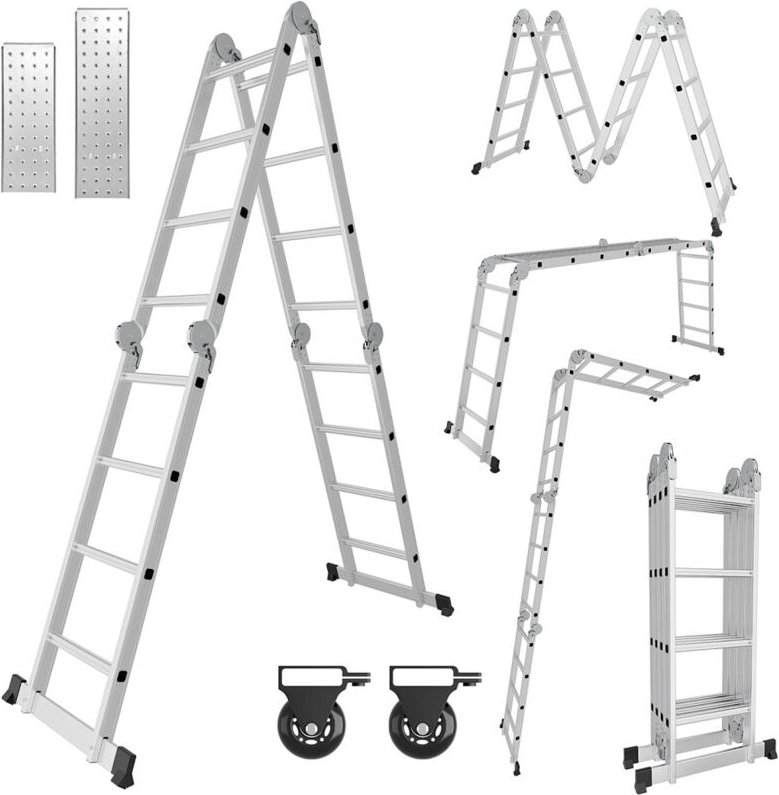 Mehrzweckleiter Multifunktionsleiter Klappleiter Teleskopleiter A-Rahmenleiter 4x4 470cm Anlegeleiter Stehleiter Haushal...