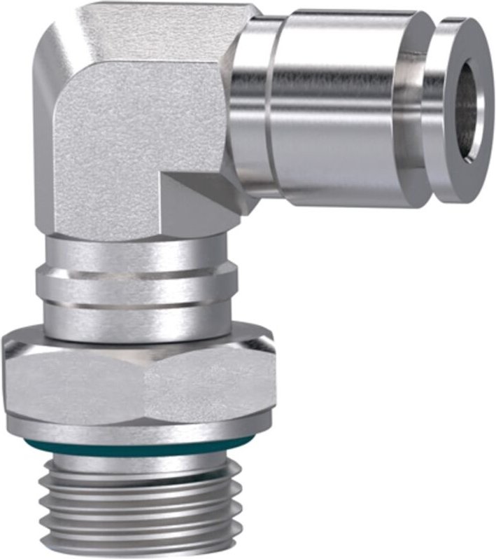 Riegler L-Steckverschraubung, drehbar, G 1/4 a., Schlauch-Ø 12, ES 1.4404