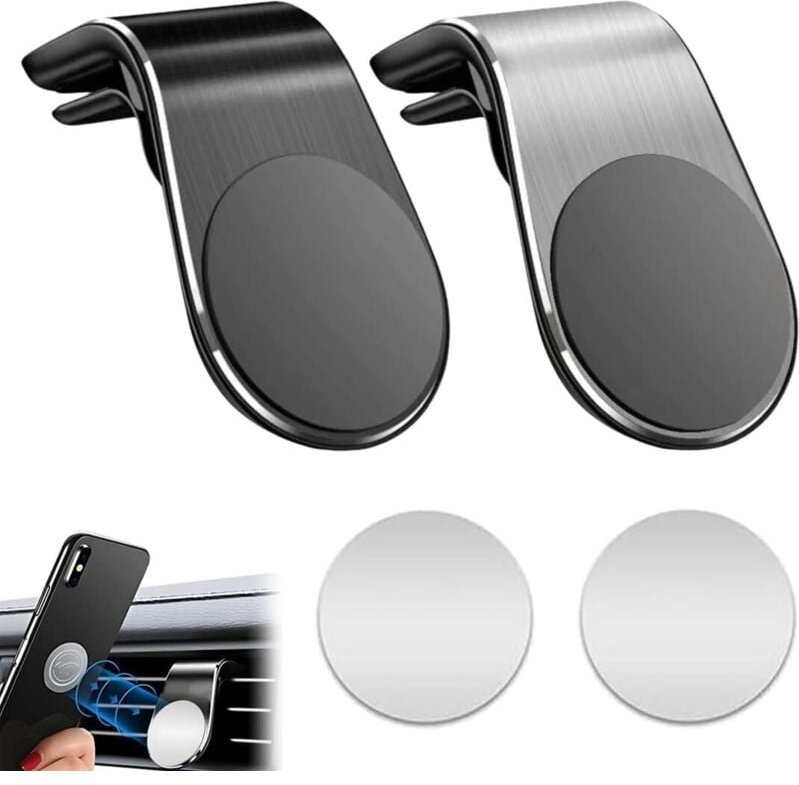 Set mit 2 magnetischen Auto-Lüftungsschlitzhalterungen (schwarz, silber)