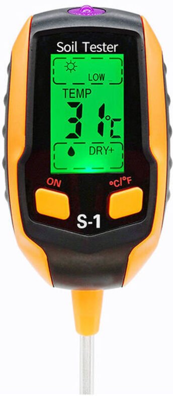 4-in-1 Boden-PH-Meter, digitales Bodenfeuchtemessgerät, Pflanzenthermometer, Feuchtigkeitsmessgerät für Topfpflanzen, Ga...