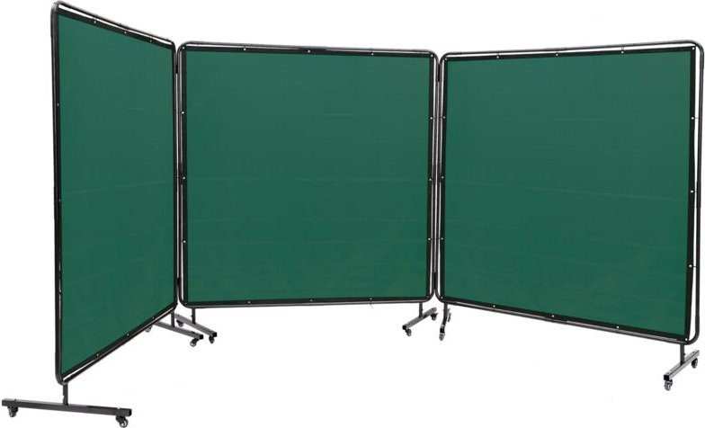 6' x 6' 3-Panel-Schweißschutzwand mit Rahmen, flammhemmender Vinyl-Schutzvorhang, 12 Lenkrollen (6 feststellbar), bewegl...