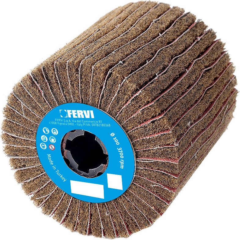 Fervi - Schleifscheibe fuer satinieren mit gemischten klappen 100 x 100 mm korn 150