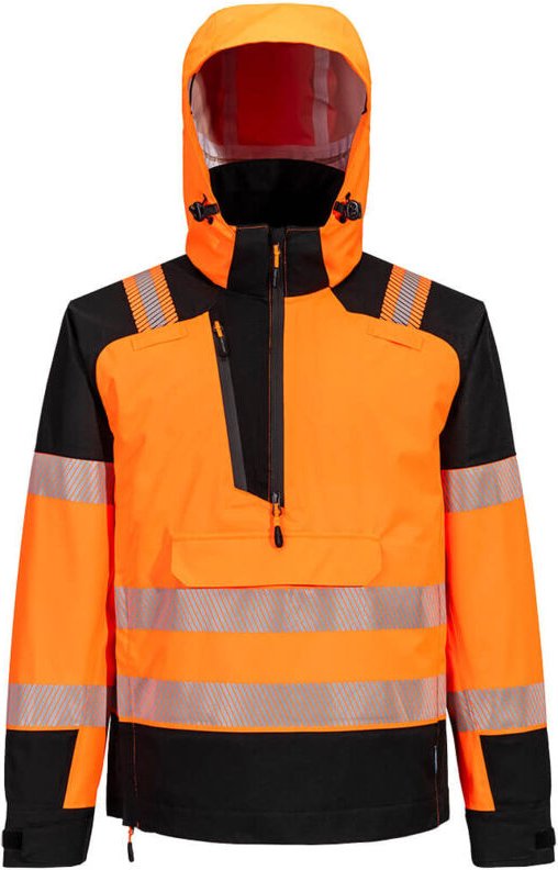 Regenjacke mit Kapuze Hochsichtbarkeit Pw3 (3l) - Größe S - Orange/Schwarz - Portwest