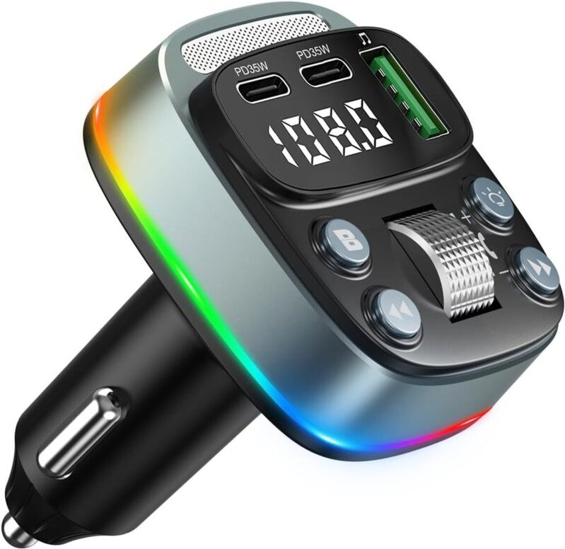 Autoradioadapter mit Bluetooth-FM-Transmitter, 35-W-PD-Zigarettenanzünder-Ladegerät und USB-Anschluss, Bluetooth-Autoada...