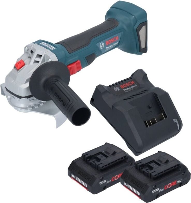 Bosch gws 18V-7 Professional Akku Winkelschleifer 18 v 125 mm Brushless + 2x ProCORE Akku 4,0 Ah + Ladegerät