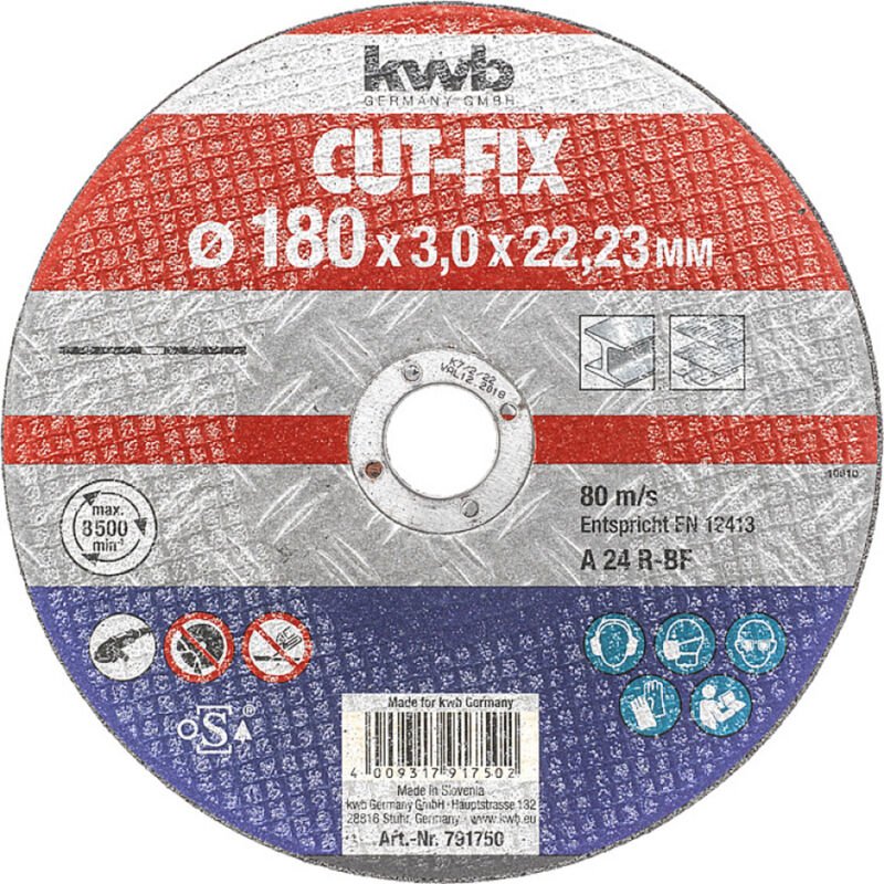 KWB Cut-Fix Trennscheibe, Metallbearbeitung 180 mm Trennscheibe