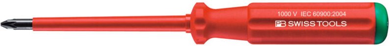 Pb Swiss Tools - Pozidriv-Schraubendreher SwissGrip, vollisoliert, Kreuzschlitzgröße 2