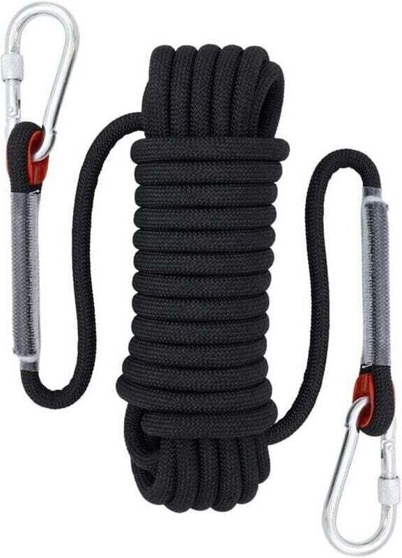 Kletterseil, 12 mm Durchmesser, Wanderzubehör, Hochfestes Sicherheitsseil (30 m schwarz)