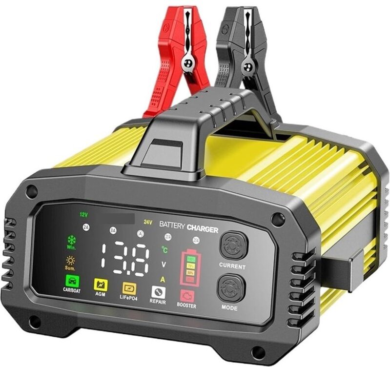 25A Kfz-Batterieladegerät 12V/24V, Lithium-Batterieladegerät mit automatischer Reparaturfunktion, LCD-Display, Ladegerät...