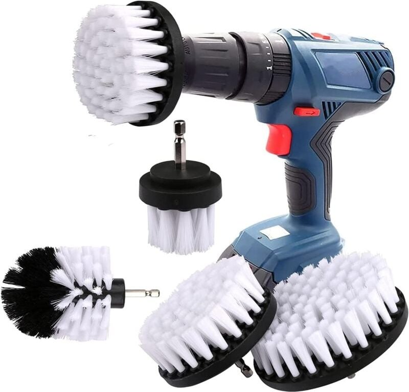 Ersandy - Bohrmaschinen-Reinigungsbürste 4-teilig, Auto-Bohrbürste, Bohrmaschinen-Reinigungsbürste, für Fliesen, Teppich...