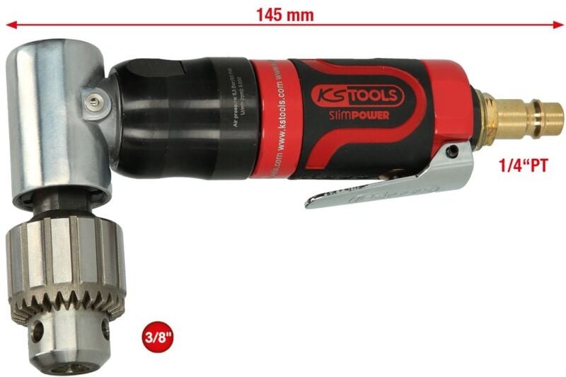 Ks Tools 3/8SlimPOWER Mini-Druckluft-Winkelbohrmaschine