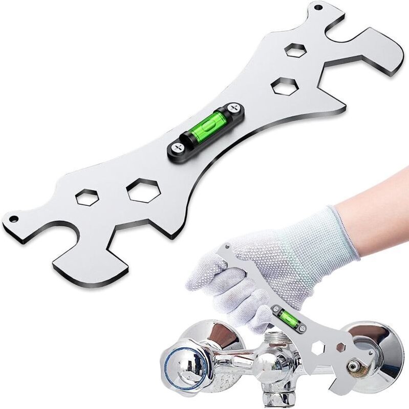 Duschschraubenschlüssel, Multifunktionsschlüssel, tragbarer Badewannenreparaturschlüssel, für 8, 10, 12, 14, 17, 23, 30 ...