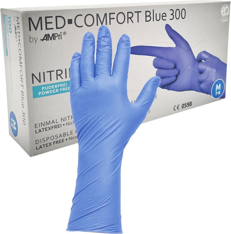 Nitrilhandschuhe, Größe M, blau, Ampri Blue 300, 100 Stück
