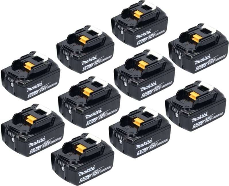 Makita Akku Set 10x BL 1850 B 18 V 5,0 Ah / 5000 mAh Li-Ion Akku ( 10x 197280-8 )