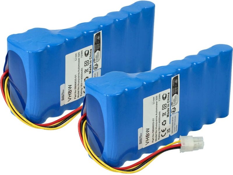 Vhbw - 2x Akku kompatibel mit Husqvarna Automower 320 Rasenmäher (4000mAh 18V Li-Ion)