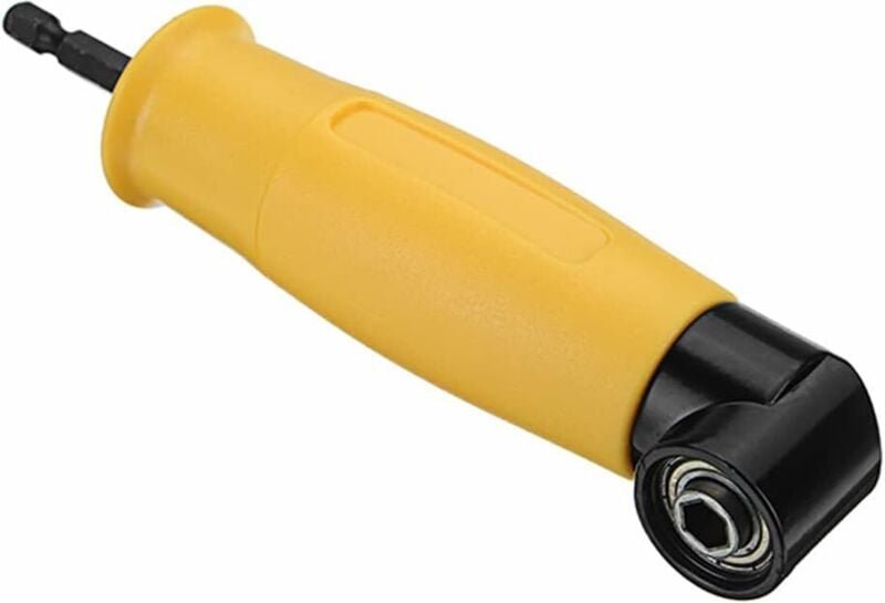Winkelbohradapter für Akkuschrauber mit magnetischem Schnellwechsel-Bithalter, 1/4" 6,35 mm Sechskant, Edelstahl, gelb