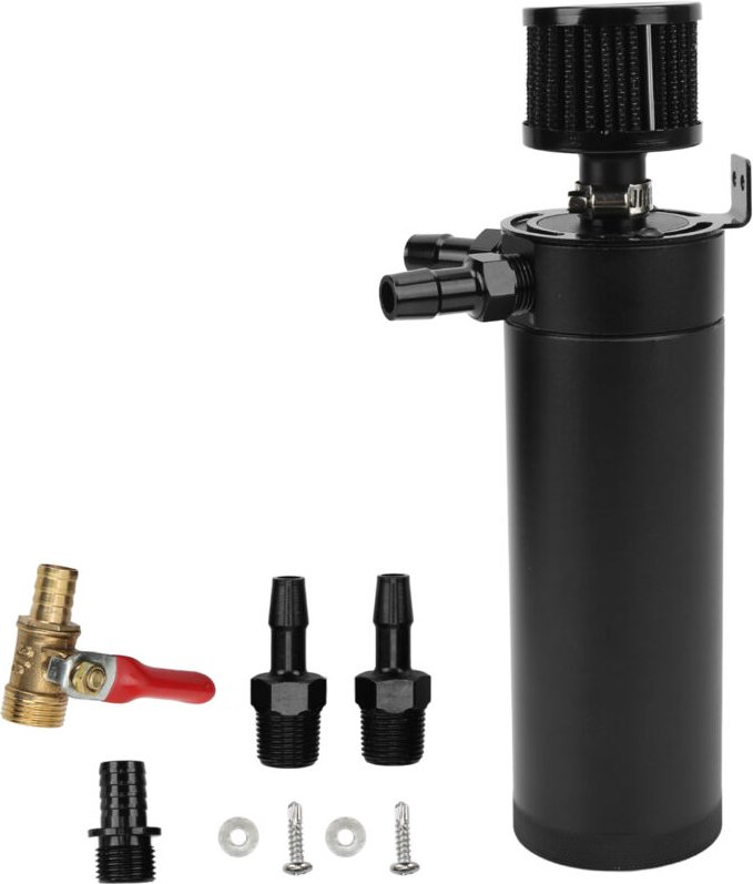 Eosnow Universal 2 Port Oil Catch Can Reservoir Tank Motorluftabscheider mit Verpackung des Entlüftungsfilters Automobil...