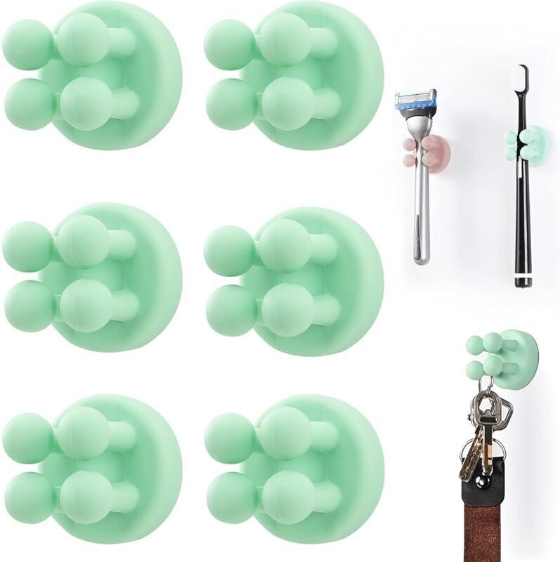 Set mit 6 Silikon-Zahnbürstenhaltern, multifunktionaler Rasiererhalter, wasserdicht, selbstklebend, für Badezimmer, Küch...