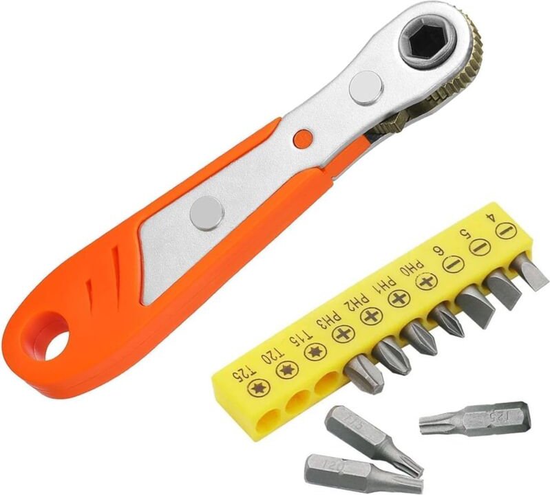 Mini-Ratschenschlüssel, 1/4-Zoll-Antrieb, Drehmoment-Kreuzschlitzschraubendreher mit 10 Mini-Schraubenbits,