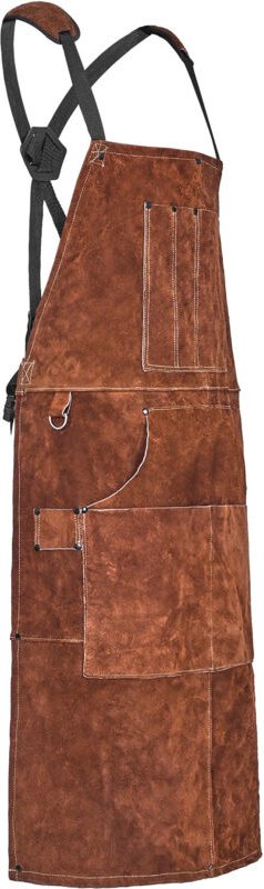 Mophorn Schweißerschürze aus Rindsleder, feuerfeste und hitzebeständige Schutzschürze mit 6 Taschen, Arbeitsschürze für ...
