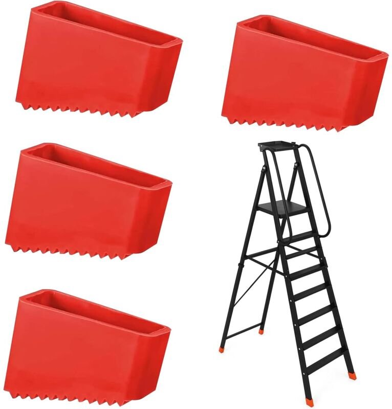 Trittleiterkappen, 4 Stück Universal-Leiterfußabdeckungen, Ersatzleiterpolster, Trittleiterfuß für Sicherheit und Stabil...