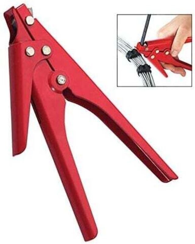 Kabelbinderzange, Klemm- und Schneidezange, Klemmwerkzeug, Kabelbinderschneider, rot