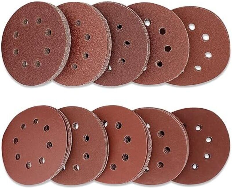 100 Stück 125-mm-Schleifpapier-Schleifscheiben mit Nylonrücken für Exzenterschleifer, Schleifscheiben 40/60/80/100/120/1...