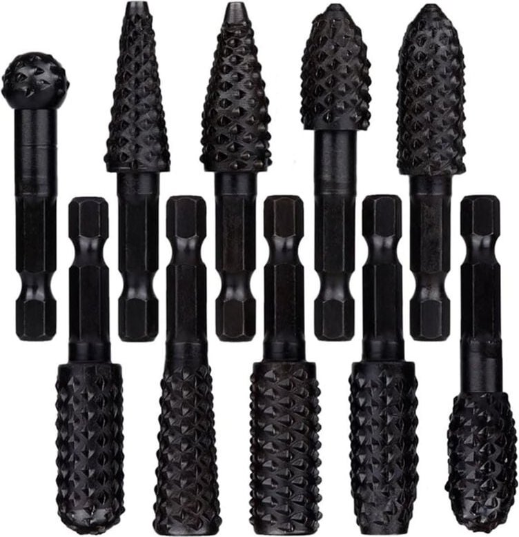 Tlily - 10-teiliges Rotary Raspel Datei Set 1/4 Zoll Hex Schaft Grate für Holzschnitzerei