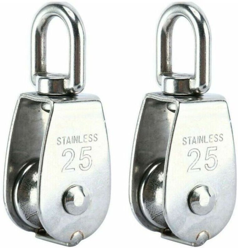 Heberolle, Einzelrolle aus Edelstahl 304, M25 Einzelrolle, Tragfähigkeit 150 kg, 2er-Pack.