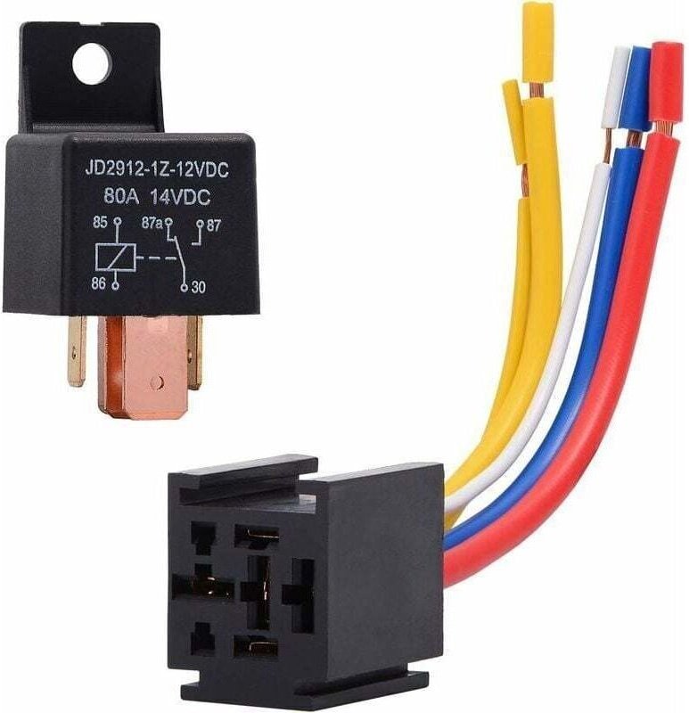 12 v 80 a 5-poliges Relais für pkw und lkw – robuster Ein-/Ausschalter, normalerweise offen – inkl. Relaissockel – 5 Drä...