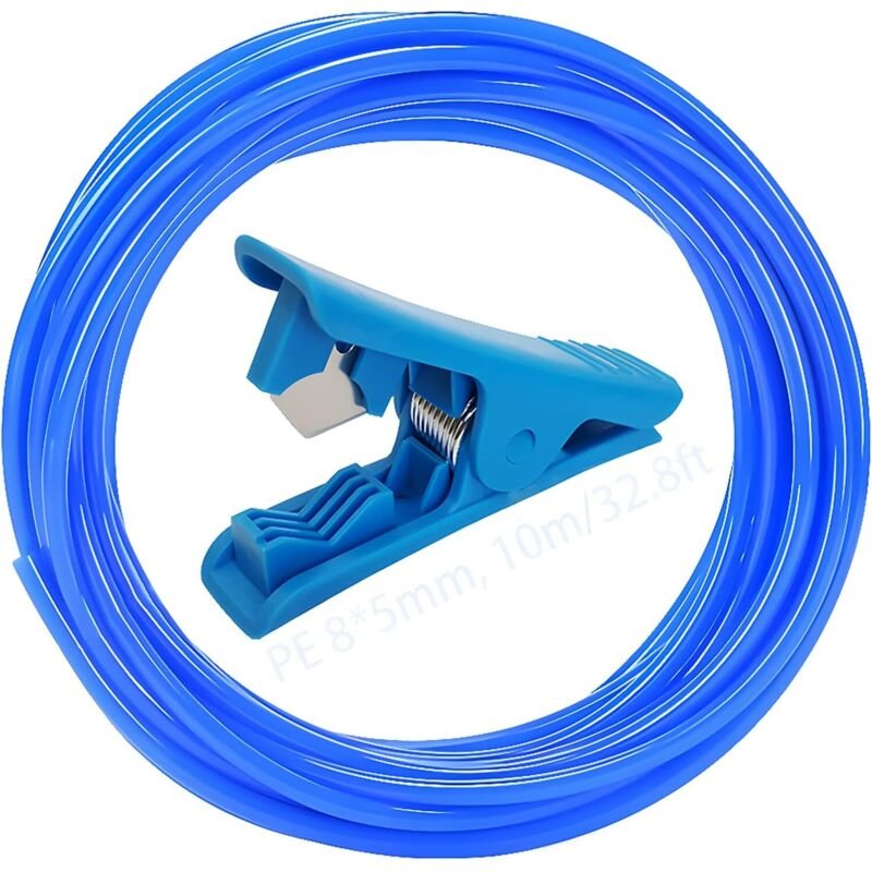 Blauer PE-Tropfbewässerungsschlauch, 8 mm Außendurchmesser x 5 mm Innendurchmesser, mit blauem Rohrschneider für Tropfbe...