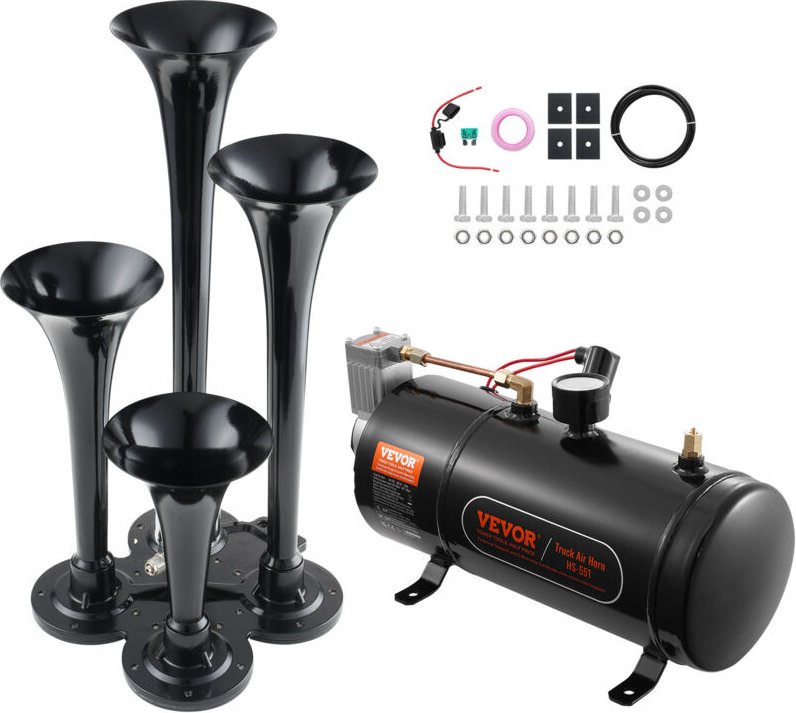 Mophorn - vevor Zughupen-Set, 4 Trompeten-Lufthupen-Set, 150 dB Zughupen für Pickup-Trucks, 12 v 120 psi Luftkompressor,...