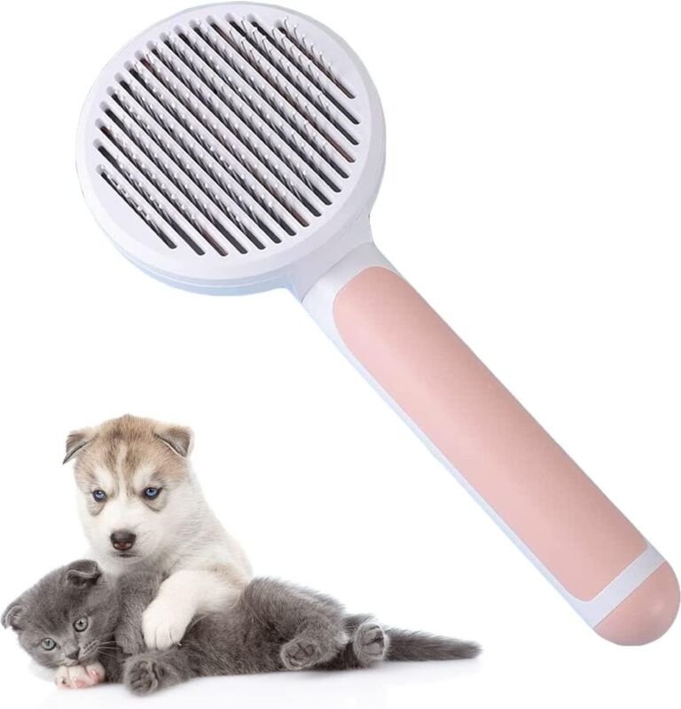 Selbstreinigende Bürste – Entfernt abgestorbene Haare von Katzen und Hunden, Hundebürste für die Fellpflege von Hunden u...