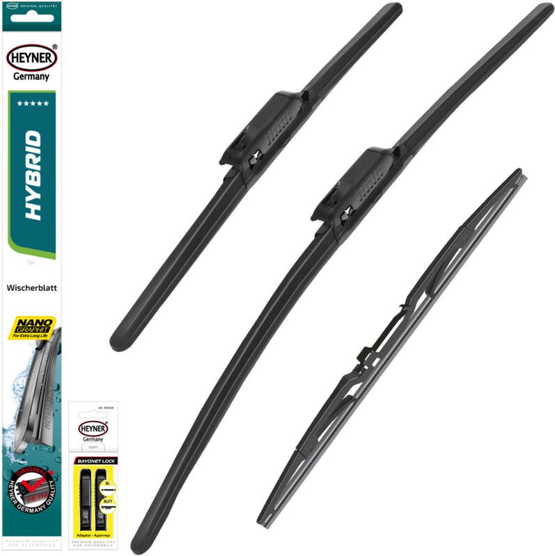 HEYNER® Scheibenwischer mit Heckwischer komp. mit DACIA LOGAN II MCV (03.2015 - 12.2020) HYBRID Flachbalkenwischer