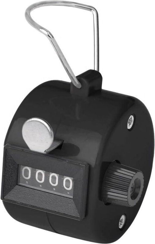 Manueller Zähler, schwarz, 5,5 x 5,5 x 4,3 cm, 1 x 4-stelliger ABS-Zähler für Sportveranstaltungen.